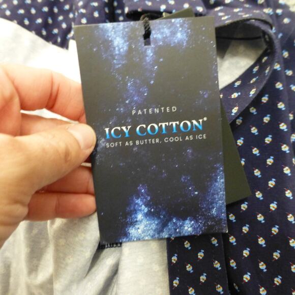 Buttercloth Shirt Mens Large Button Up Icy Cotton Geometric Blue NWT - Picture 8 of 14